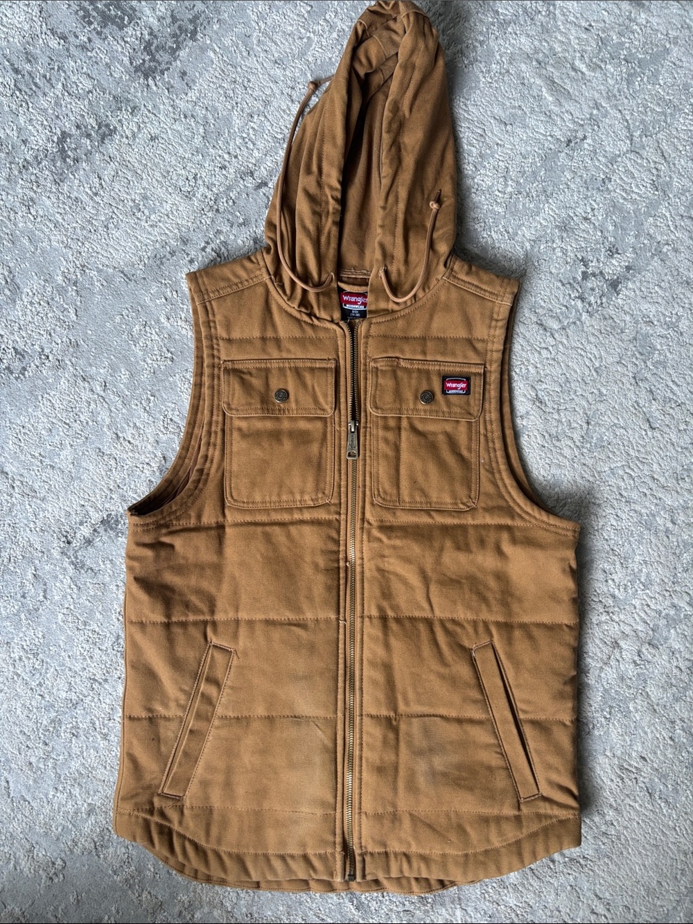 Wrangler Tan Quilted Hooded Work Vest